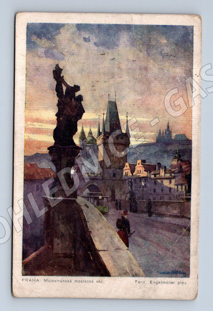 Pohlednice Praha Malostranská věž Engelmüller motiv (M4268)