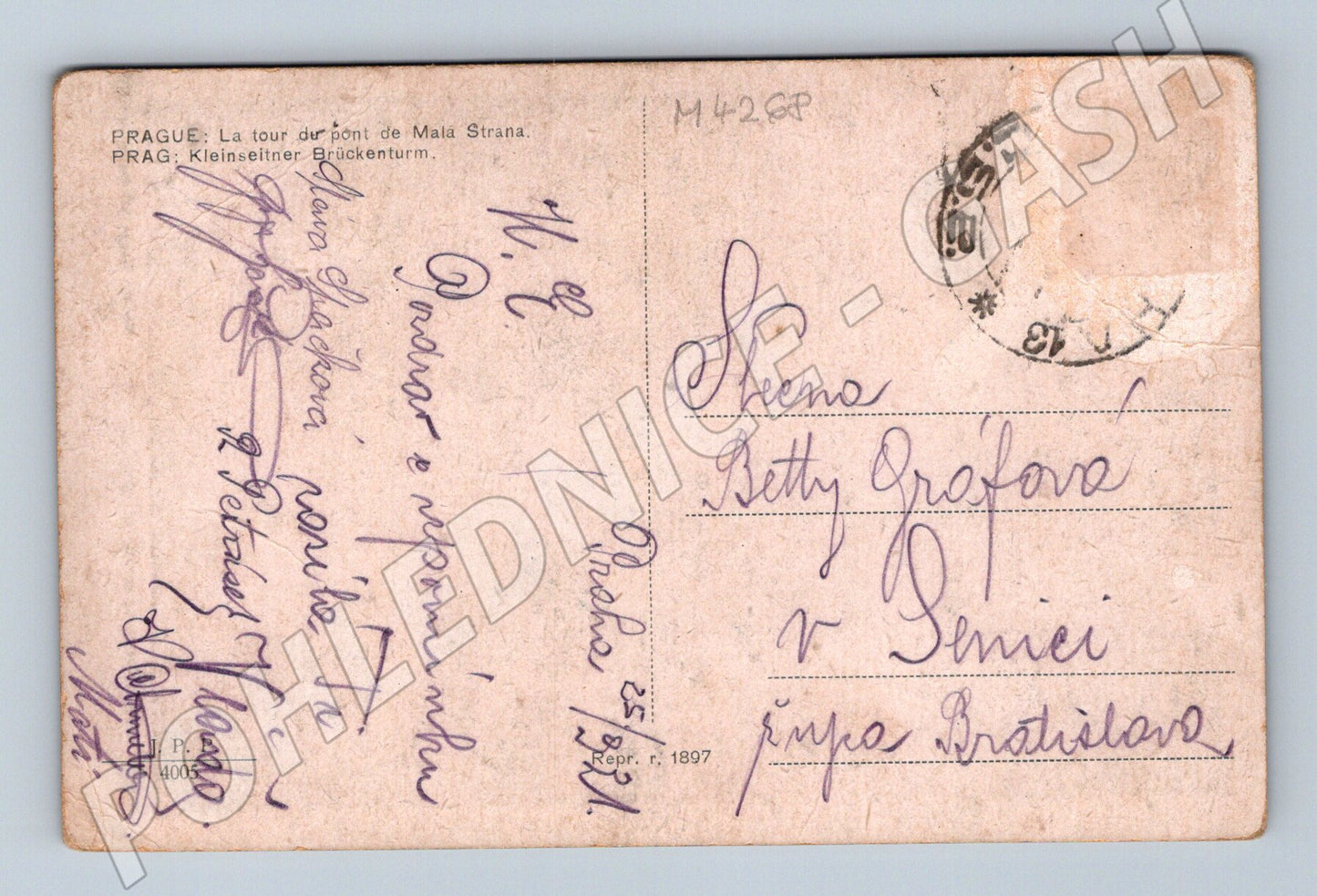 Pohlednice Praha Malostranská věž Engelmüller motiv (M4268)