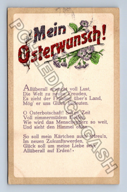 Pohlednice Německo Velikonoční přání květiny 1919 (M42690)