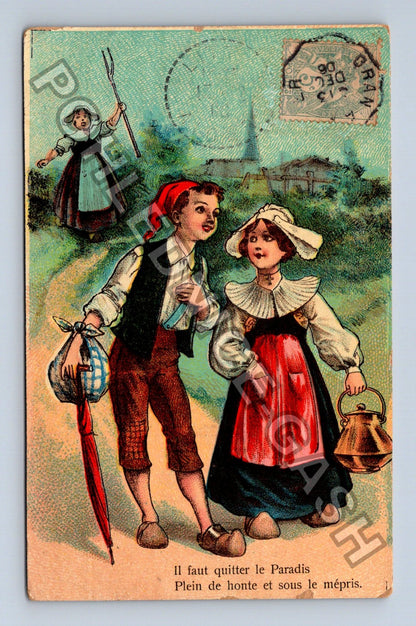 Pohlednice Francie Il faut quitter le Paradis 1899 (M42705)