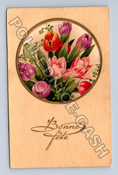 Pohlednice Francie kytice tulipánů Bonne Fete (M42706)