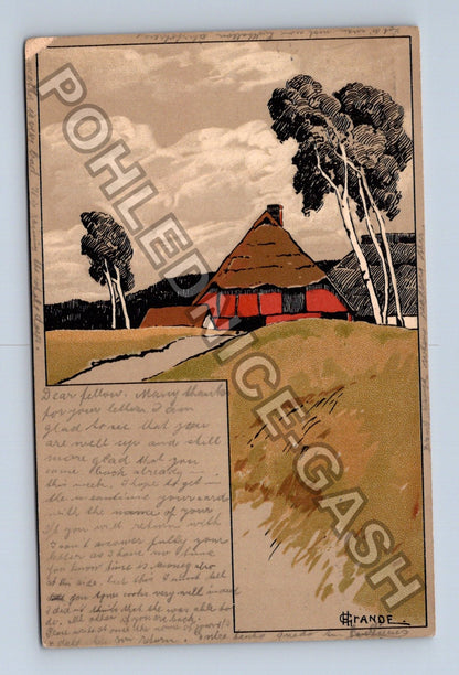 Pohlednice Německo dům u stromů Fande 1904 (M42707)