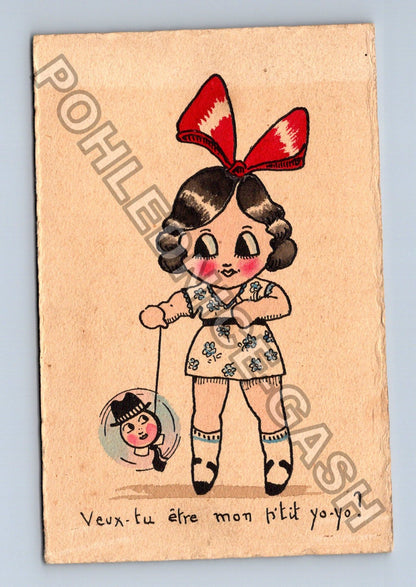Pohlednice Francie dívka s yoyem 1933 (M42709)