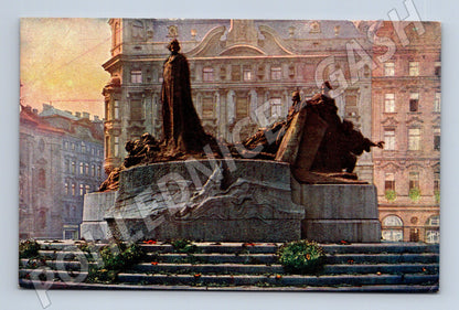 Pohlednice Praha Husův pomník výstava včelařská 1927 (M4271)
