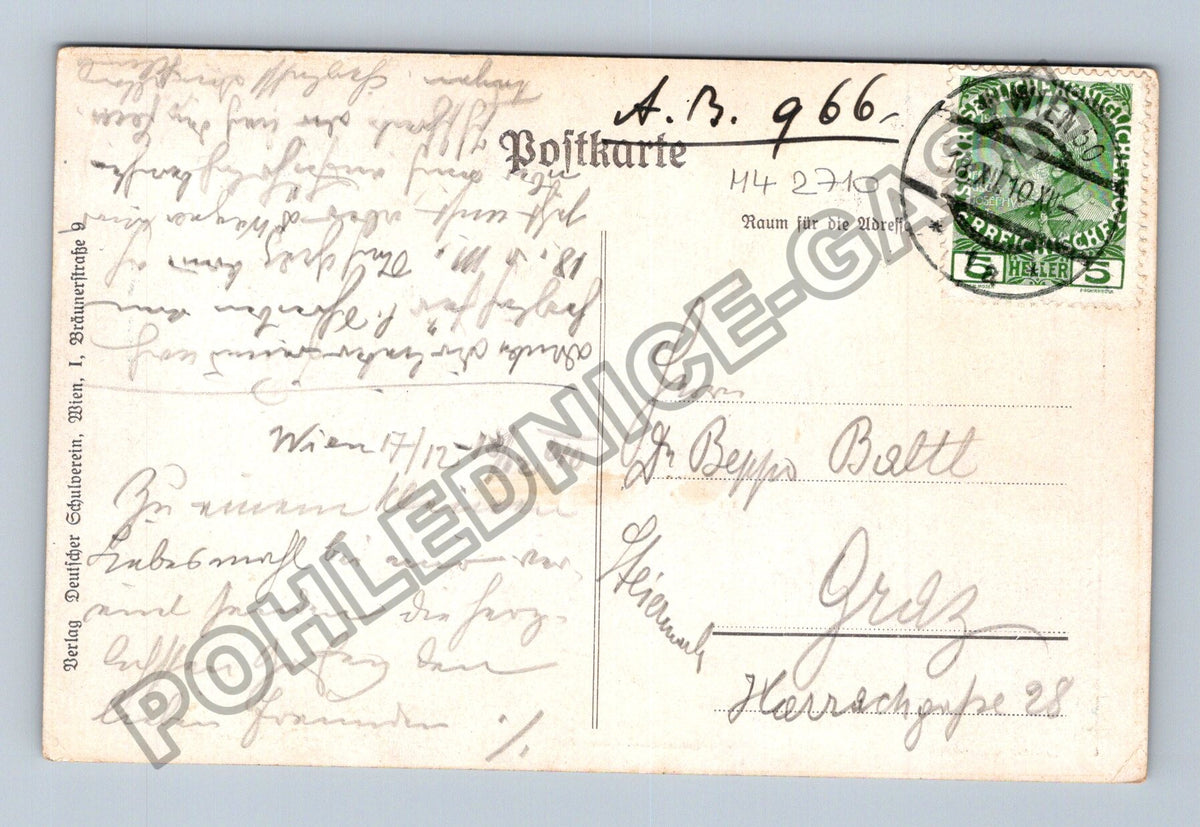 Pohlednice Rakousko vlastenecká dívka chlapec dub (M42710)