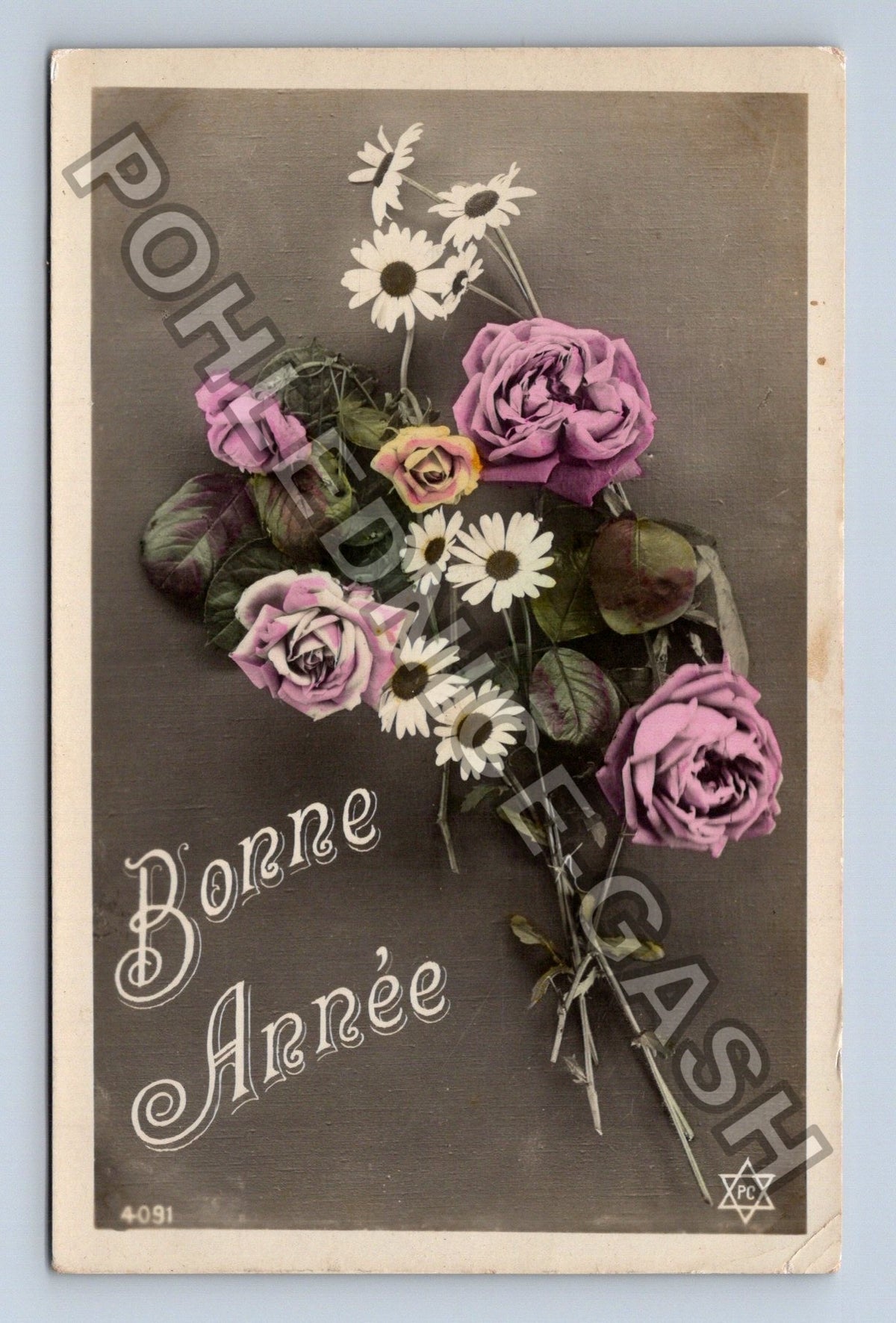 Pohlednice Francie květiny Bonne Année (M42720)