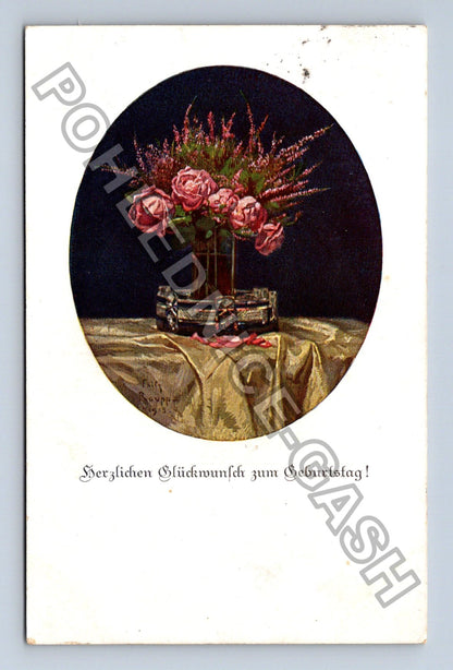 Pohlednice Německo květiny kytice k narozeninám 1905 (M42724)