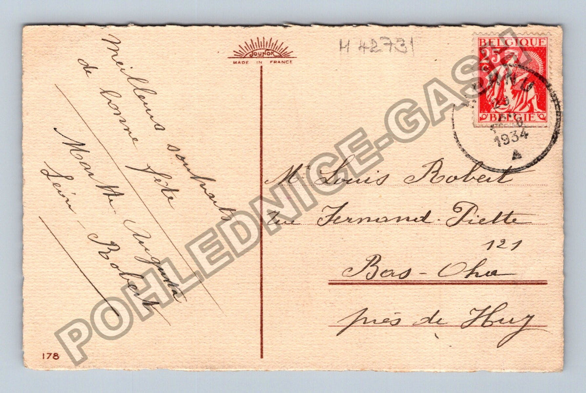Pohlednice Belgie květiny růže mimóza 1934 (M42731)