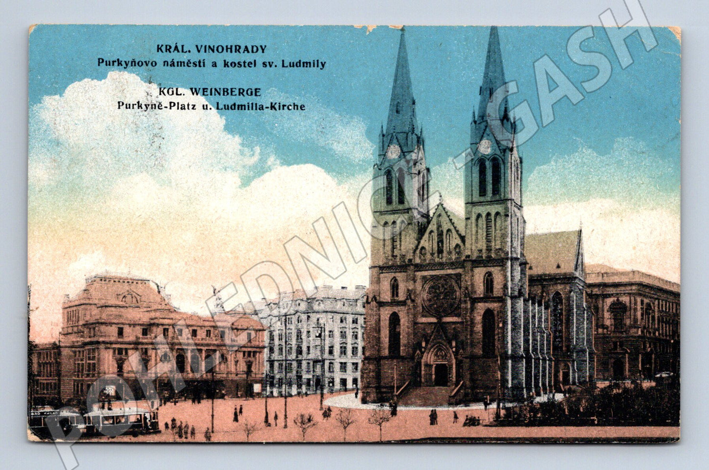 Postcard Prague Church of St. Ludmila Vinohrady 1917 (M4275)