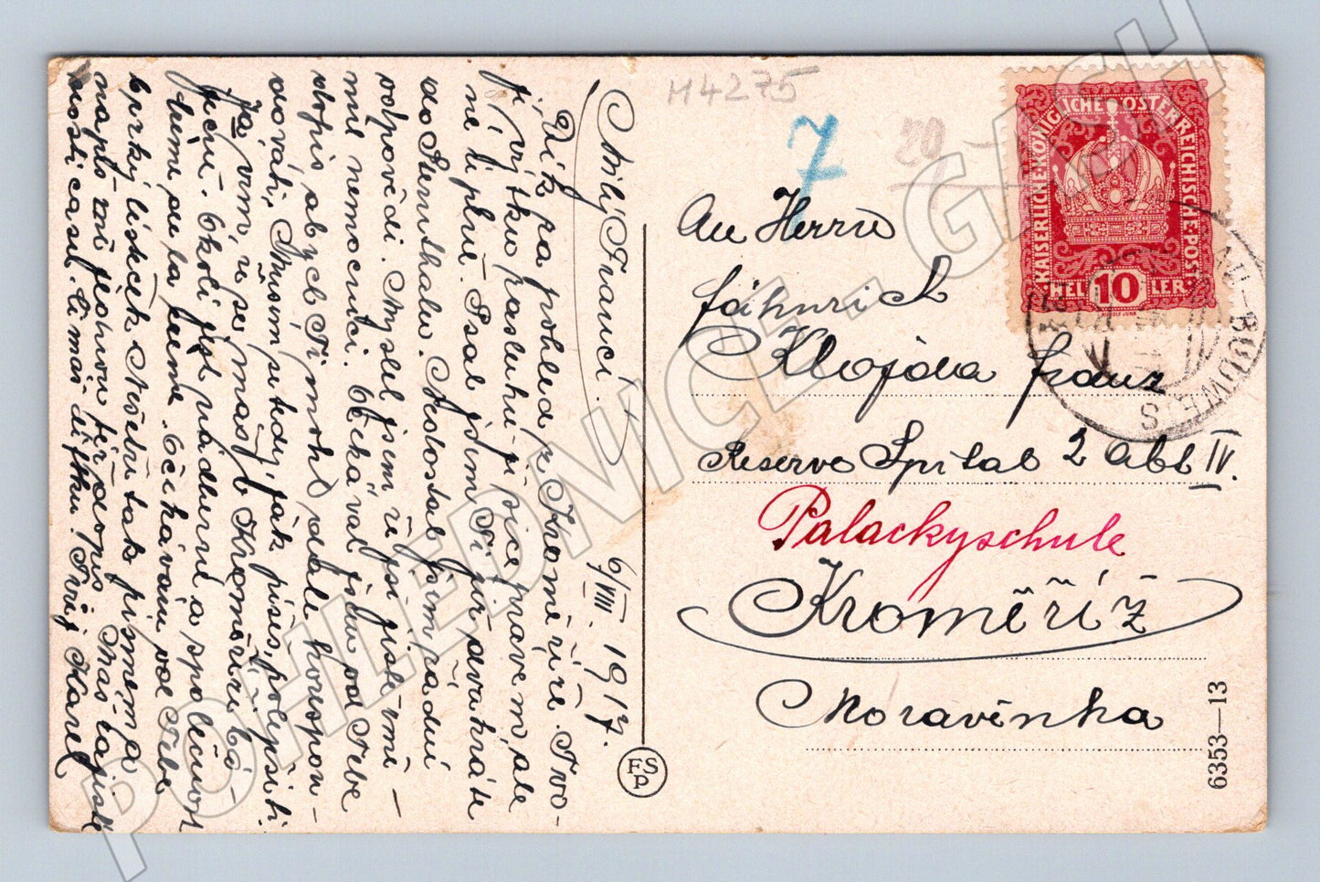 Postcard Prague Church of St. Ludmila Vinohrady 1917 (M4275)