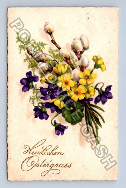 Pohlednice Německo Velikonoční přání květiny 1931 (M42772)