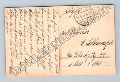 Pohlednice Německo Velikonoce brouk stuha květiny 1915 (M42786)