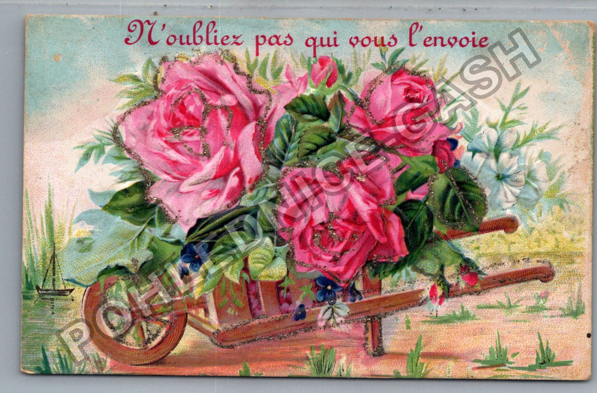 Pohlednice Francie Noubliez pas qui vous lenvoie růže (M42795)