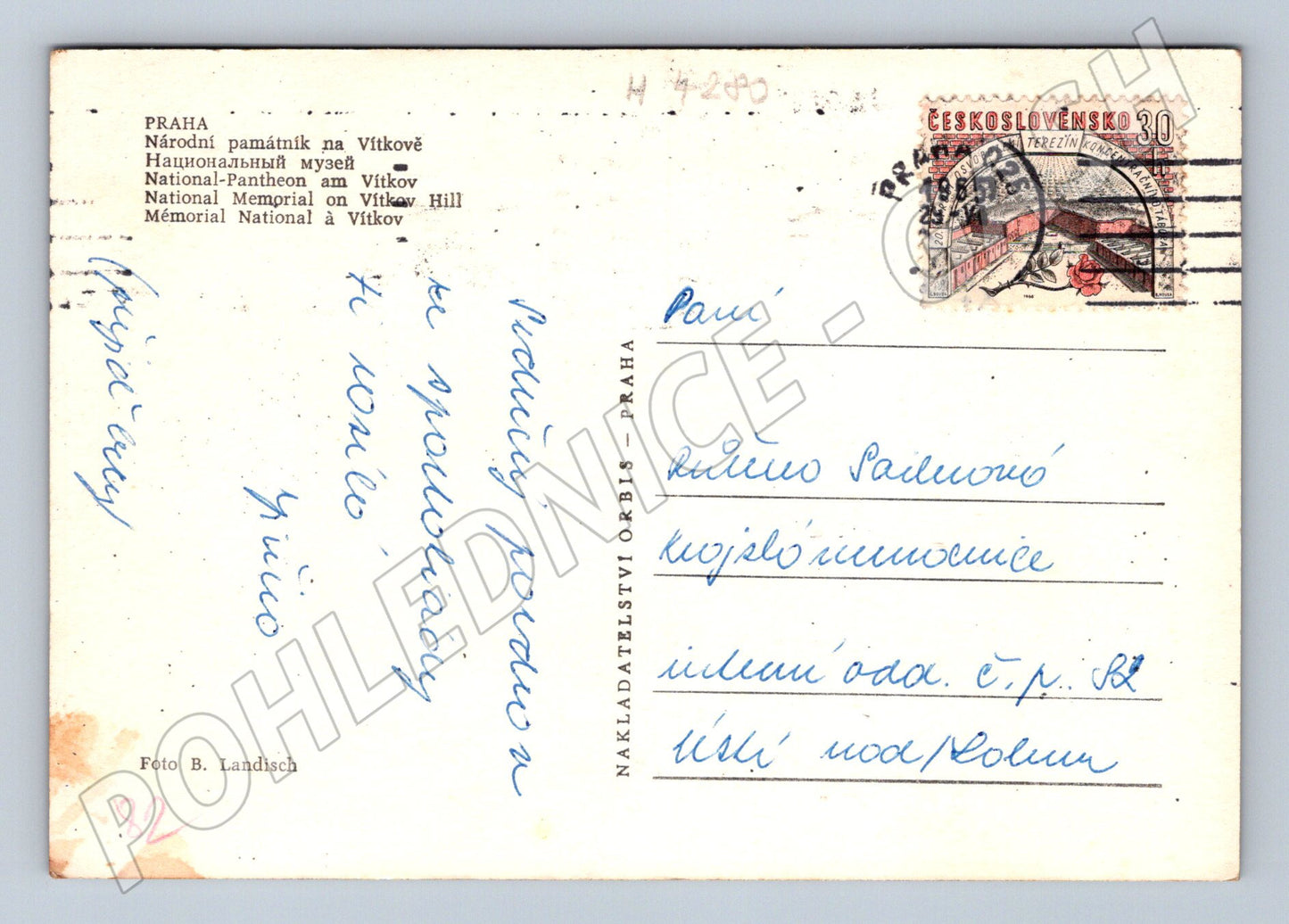 Pohlednice Praha Národní památník Vítkov starý motiv (M4280)