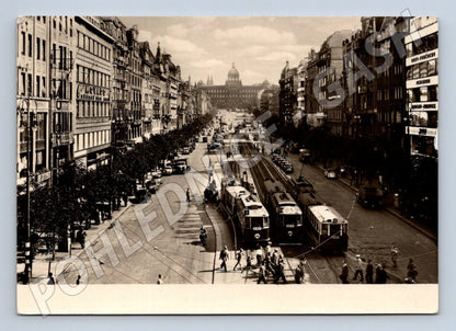 Pohlednice Praha Václavské náměstí tramvaje Orbis (M4281)