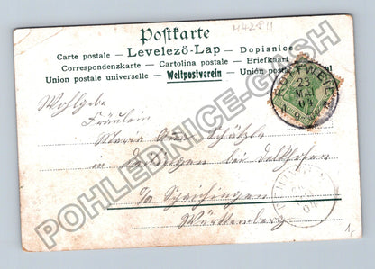 Pohlednice Kytice šeříku s německým textem (M42811)