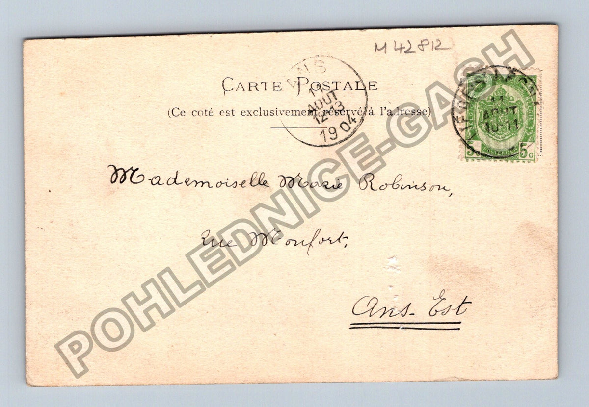 Pohlednice Francie květinový motiv text 1904 (M42812)