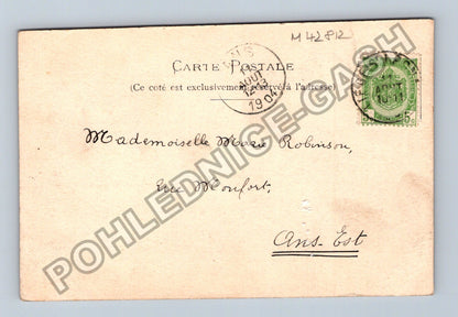 Pohlednice Francie květinový motiv text 1904 (M42812)