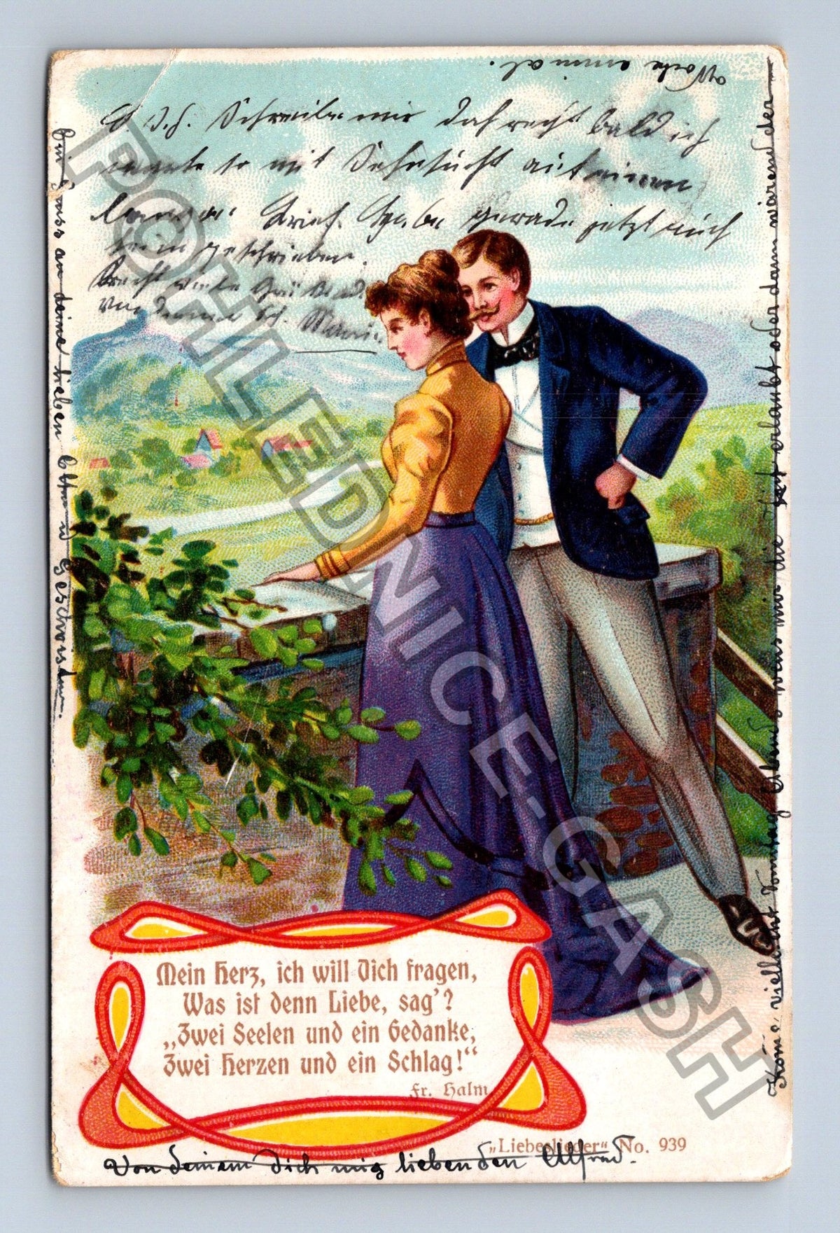 Pohlednice Švýcarsko milostný motiv 1904 (M42818)