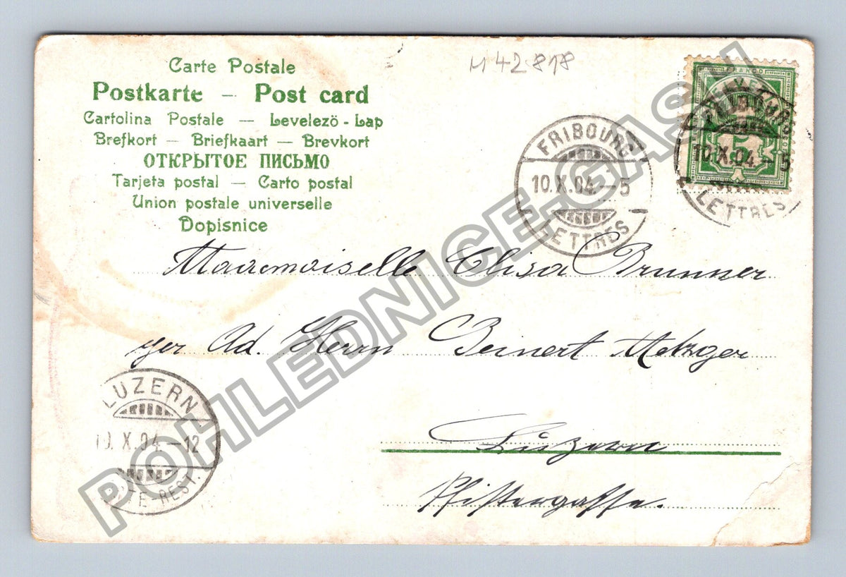Pohlednice Švýcarsko milostný motiv 1904 (M42818)