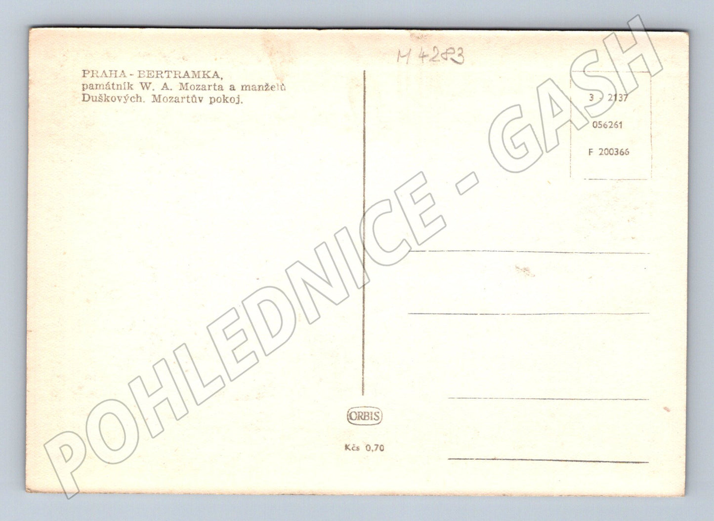 Pohlednice Praha Bertramka Mozartův pokoj památník (M4283)