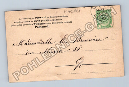 Pohlednice Francie žena s deštníkem a dětmi 1907 (M42831)
