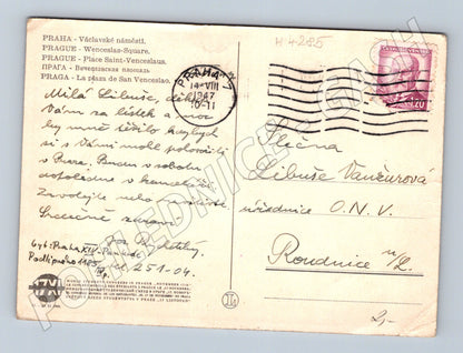 Pohlednice Praha Václavské náměstí 1947 historická (M4285)