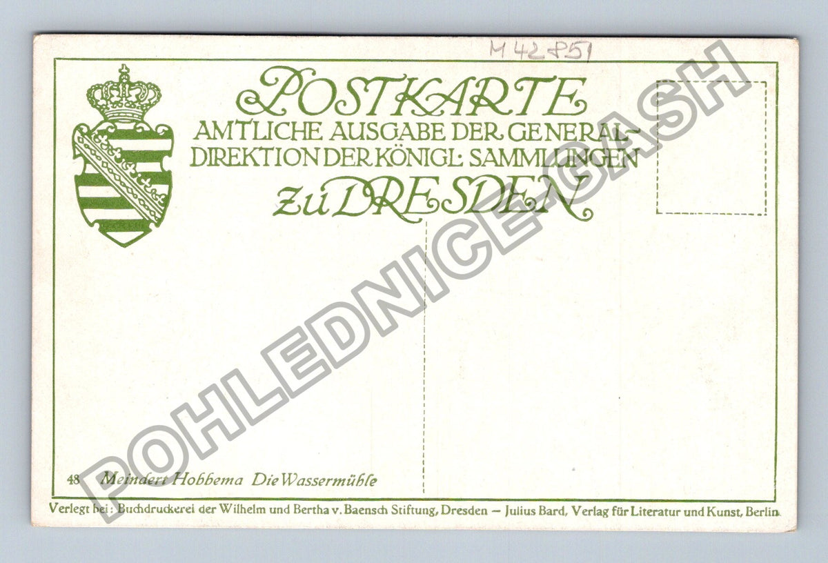 Pohlednice Meindert Hobbema Die Wassermühle Drážďany (M42851)