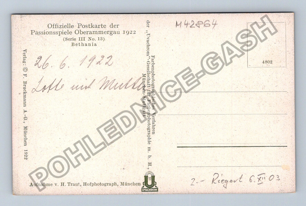 Pohlednice Passionsspiele Oberammergau 1922 Bethania (M42864)