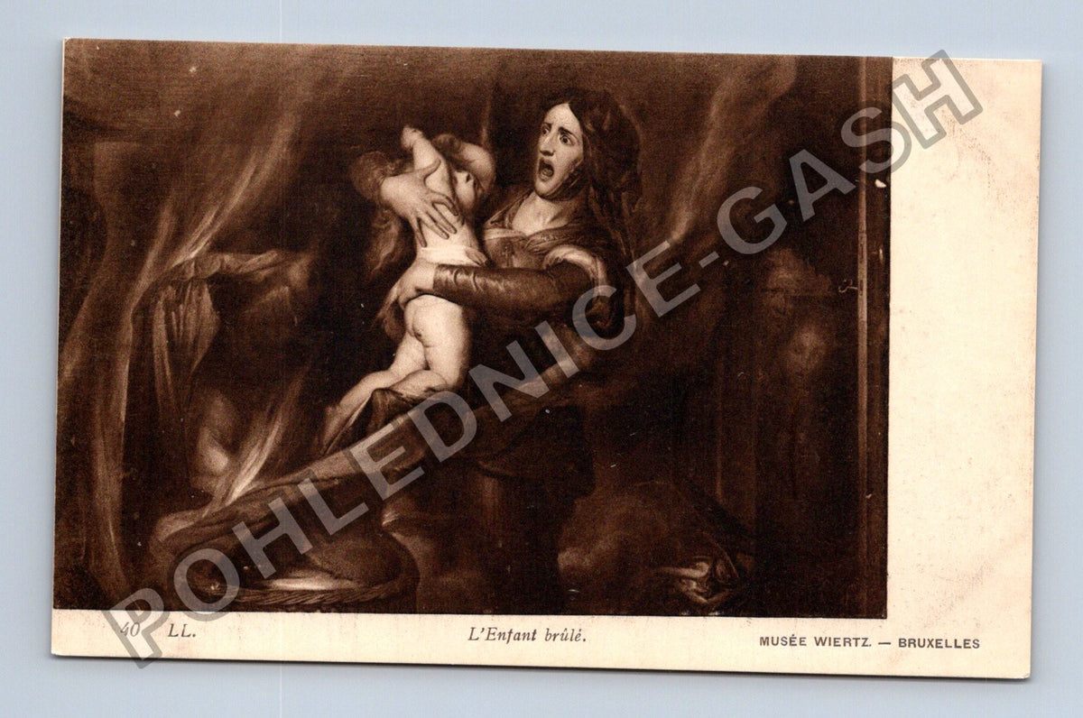 Pohlednice Belgie Brusel Musée Wiertz LEnfant brûlé (M42875)