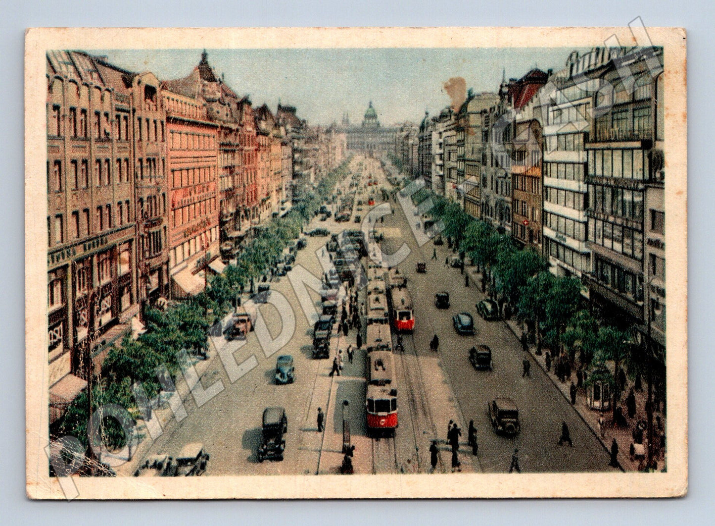 Pohlednice Praha Václavské náměstí 1948 tramvaje (M4288)