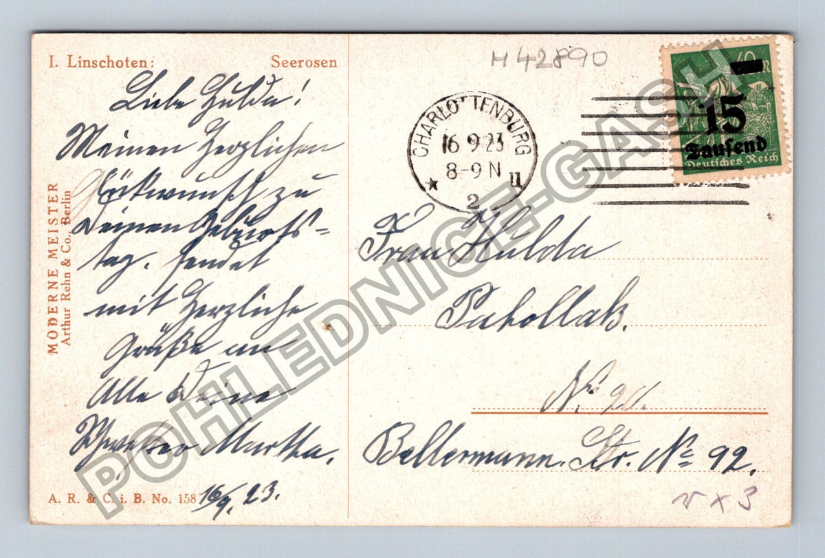 Pohlednice Německo I. Linschoten Seerosen 1923 (M42890)