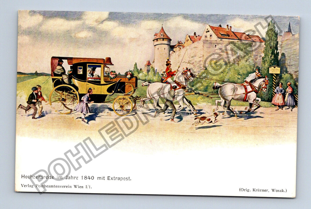 Pohlednice Hochzeitsreise im Jahre 1840 mit Extrapost (M42913)
