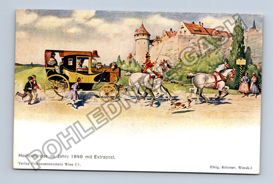 Pohlednice Hochzeitsreise im Jahre 1840 mit Extrapost (M42913)