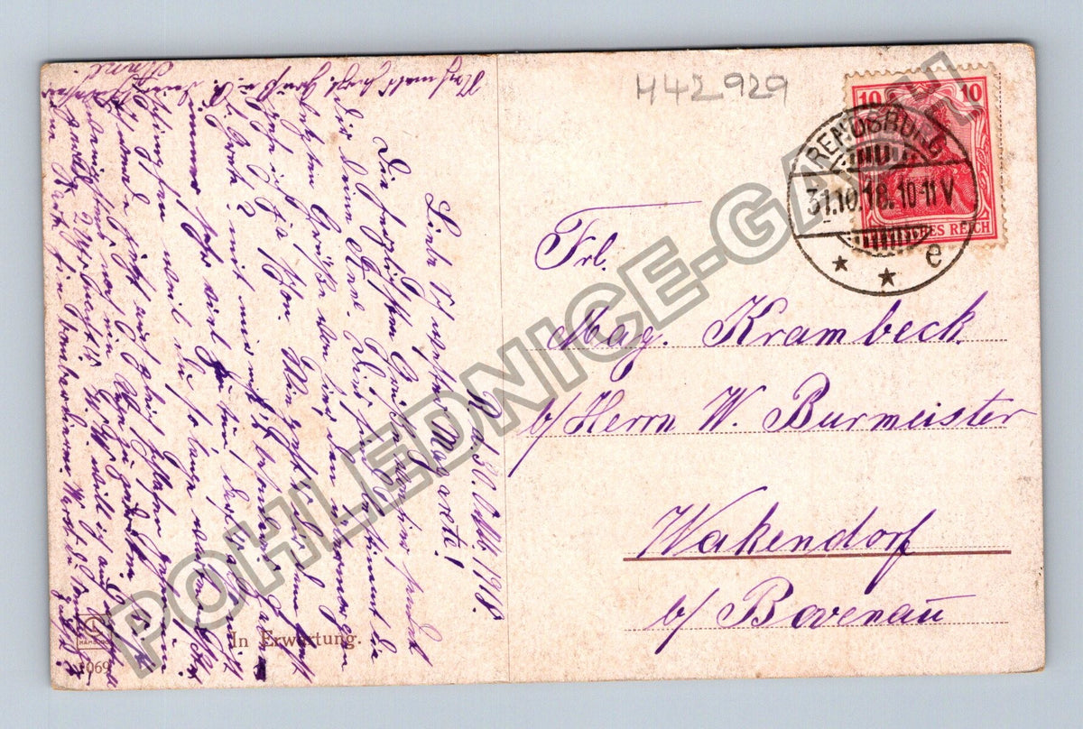 Pohlednice Německo romantický motiv kočár schody 1910 (M42929)