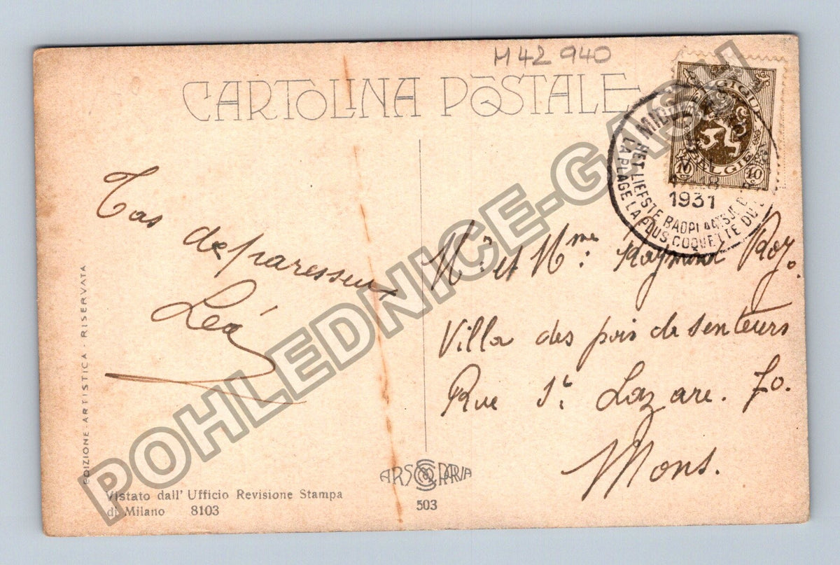 Pohlednice Itálie žena v plavkách ve vodě 1931 (M42940)