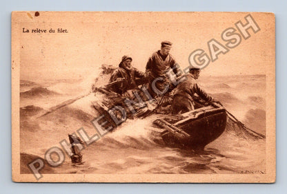 Pohlednice Belgie La relève du filet 1910 (M42946)
