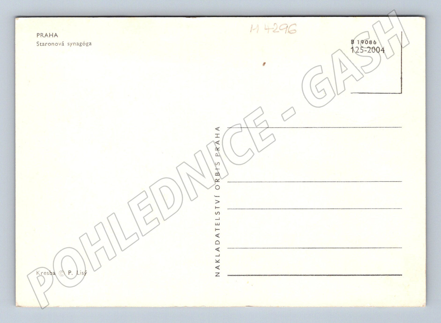 Pohlednice Praha Staronová synagoga kresba Lisý (M4296)