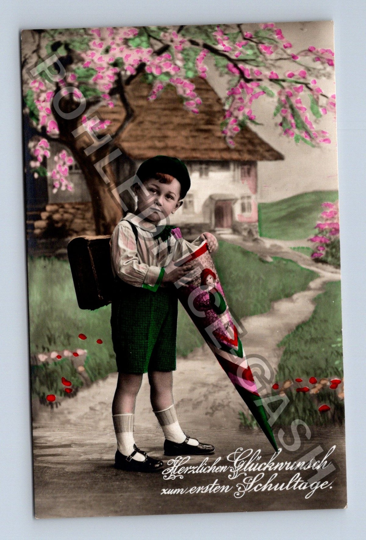 Pohlednice Německo chlapec s kornoutem do školy (M42976)