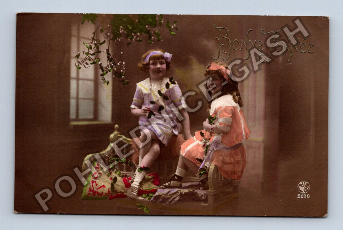 Pohlednice Francie Bonne Année dvě dívky Lyon 1914 (M42994)