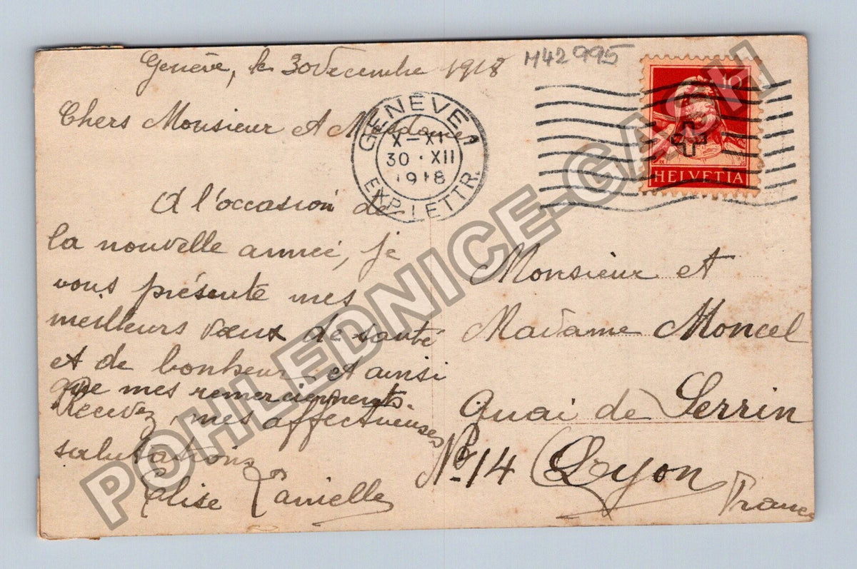 Pohlednice Švýcarsko Ženeva Bonne Année 1918 (M42995)
