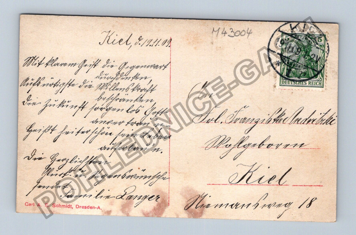 Pohlednice Německo Kiel dívka s květinami 1909 (M43004)