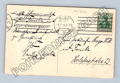 Pohlednice Německo Prosit Neujahr! žena s věncem 1914 (M43006)