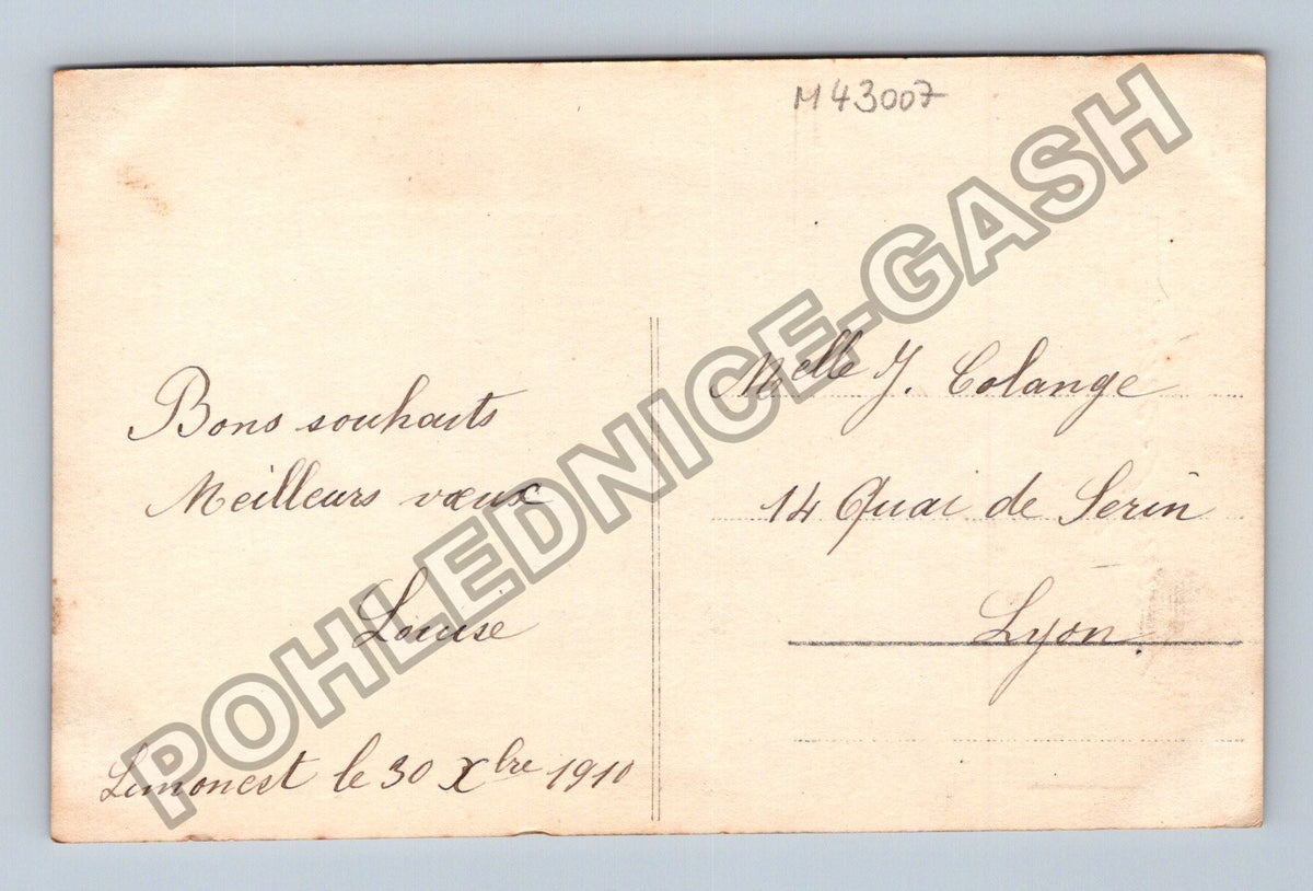 Pohlednice Francie Novoroční přání dívka s kyticí 1911 (M43007)