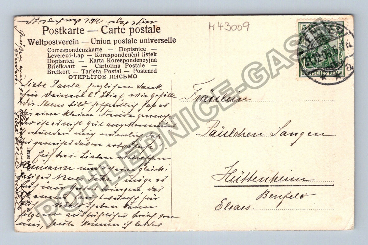 Pohlednice Dívka s květinami Prosit Neujahr (M43009)