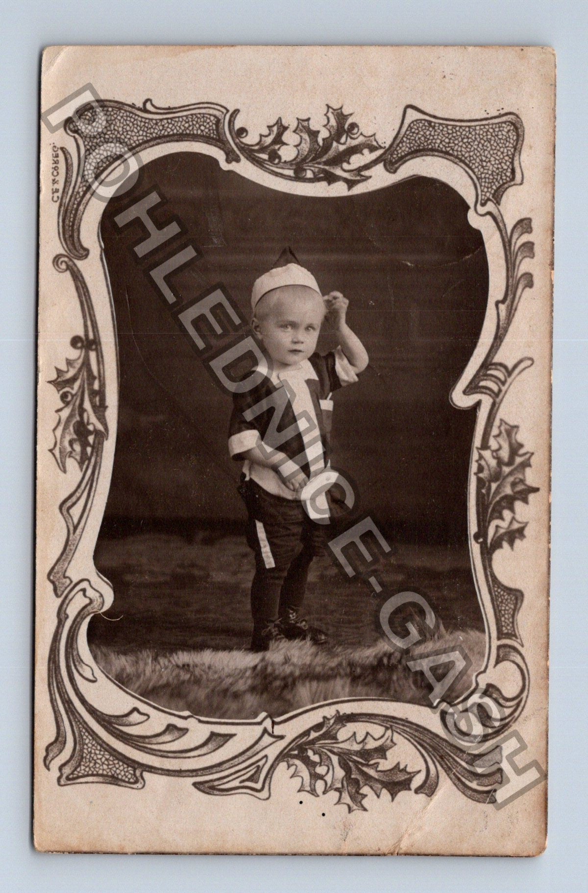 Pohlednice Německo dítě v kostýmu rámeček Neuss 1913 (M43028)