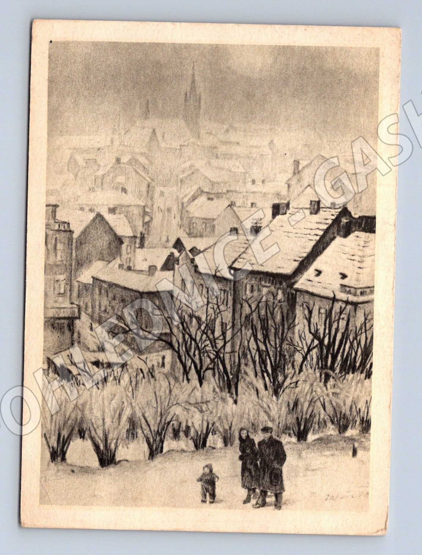 Pohlednice Praha zimní motiv 1953 Vánoce (M4303)