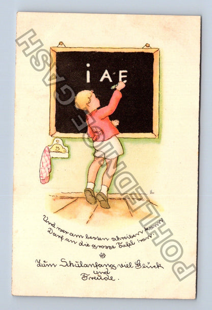 Pohlednice Německo školní motiv chlapec u tabule 1939 (M43033)