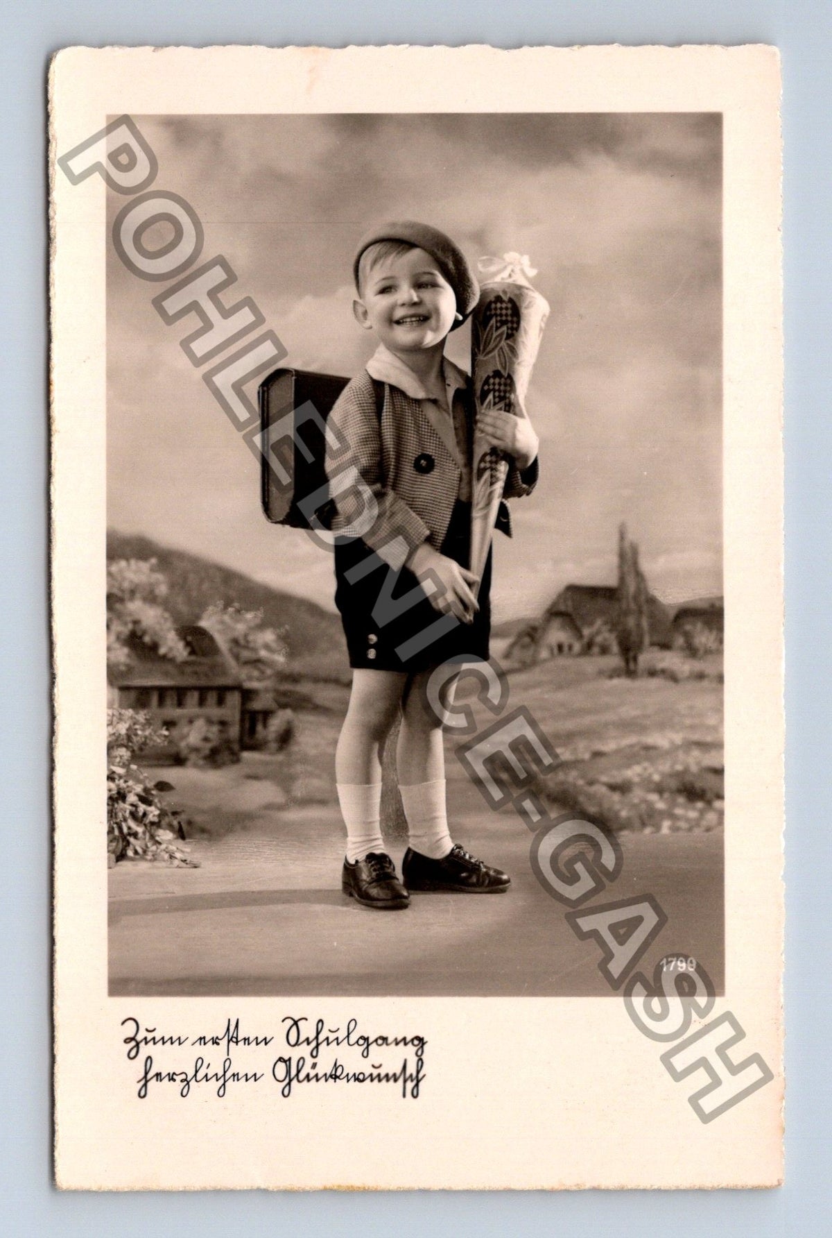 Pohlednice Německo chlapec s kornoutem 1937 (M43047)