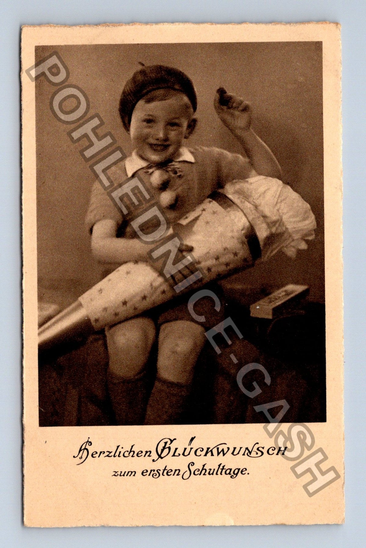 Pohlednice Německo dítě s kornoutem Herzlichen Glückwunsch (M43048)